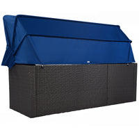 Outdoor Patio Rectangle Daybed With Retractable Canopy, Wicker Furniture Sectional Seating With Washable Cushions, Backyard, Porch - Gray