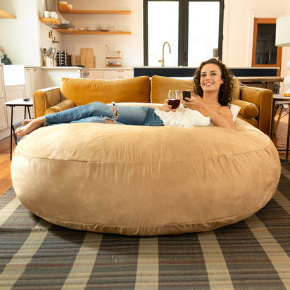 Jaxx 6 Ft Cocoon - Large Bean Bag Chair For Adults, Camel - Camel
