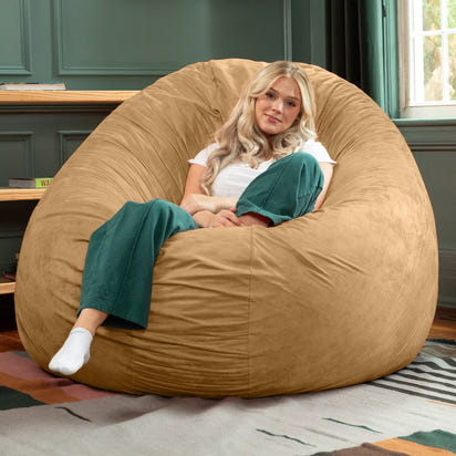 Jaxx 6 Ft Cocoon - Large Bean Bag Chair For Adults, Camel - Camel