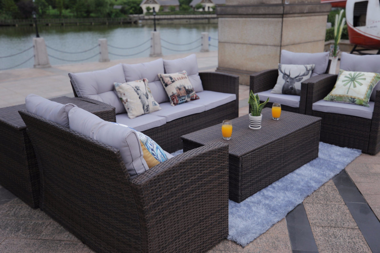 6pc Wicker Outdoor Patio Sofa Set