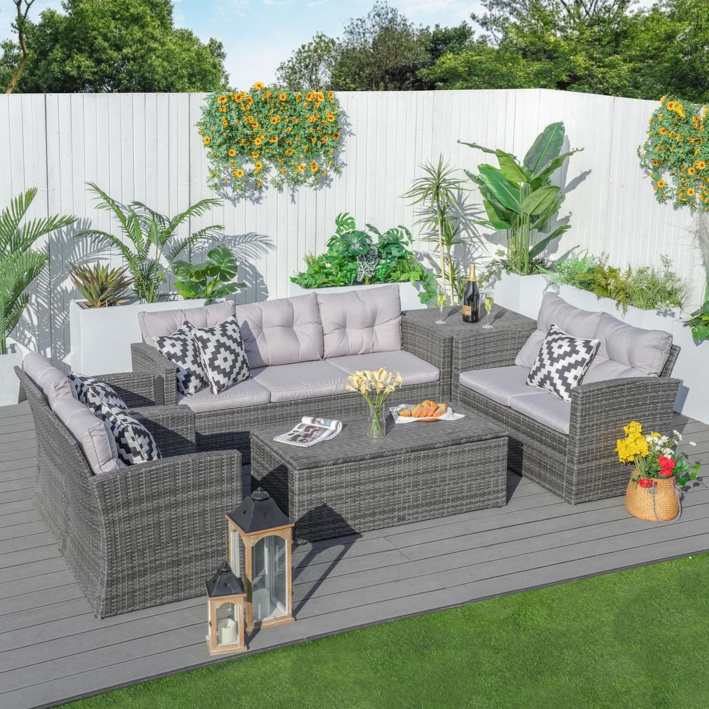 6pc Wicker Outdoor Patio Sofa Set