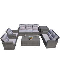 6pc Wicker Outdoor Patio Sofa Set