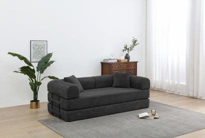 Foldable Sofa Bed, 77.9'' Folding Floor Couch, Compressed Convertable Sleeper Sofa, Memory Foam Couch with Pillow Back Support Armrest, 4-in-1 Futon Sofa Bed for Living Room, Army green