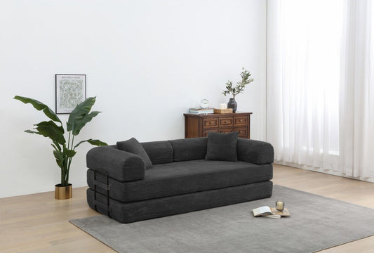 Foldable Sofa Bed, 77.9'' Folding Floor Couch, Compressed Convertable Sleeper Sofa, Memory Foam Couch with Pillow Back Support Armrest, 4-in-1 Futon Sofa Bed for Living Room, Army green