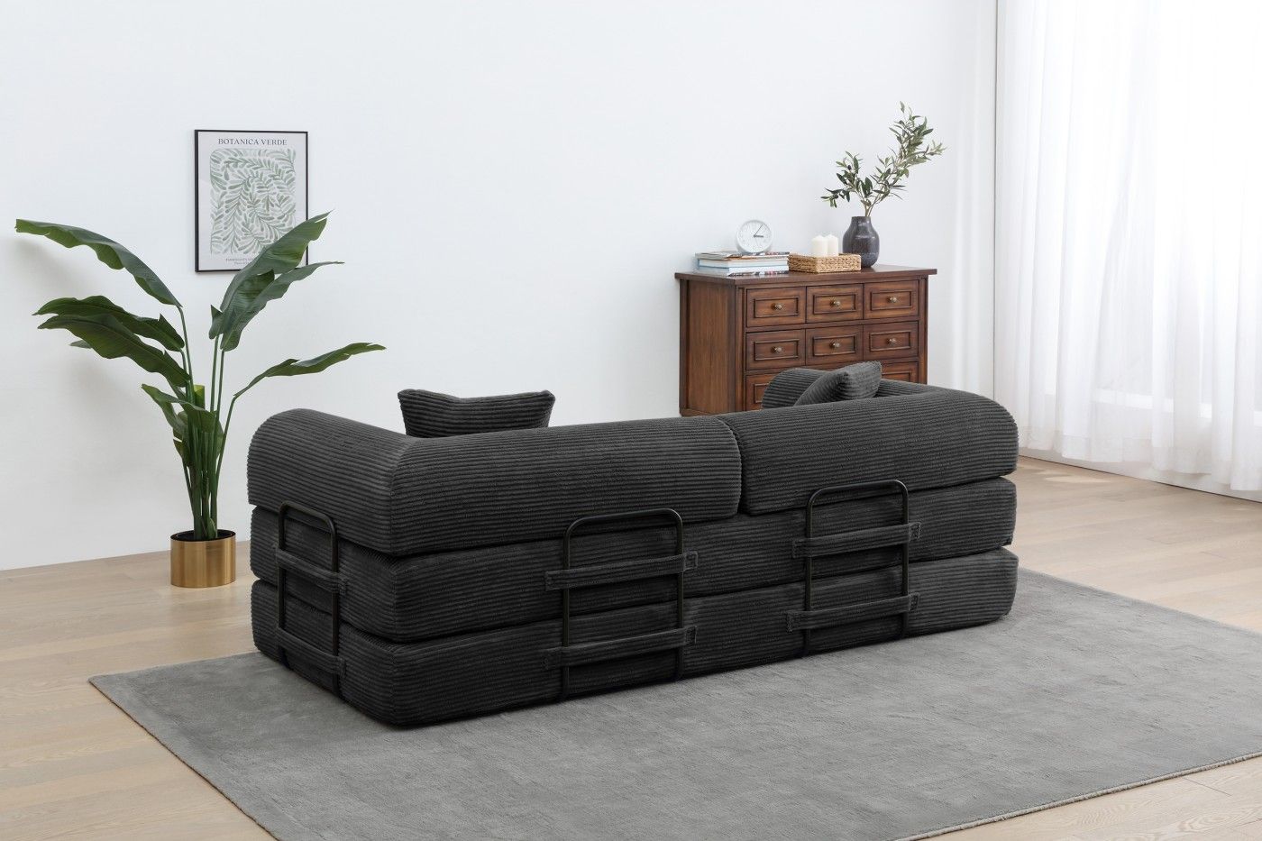 Foldable Sofa Bed, 77.9'' Folding Floor Couch, Compressed Convertable Sleeper Sofa, Memory Foam Couch with Pillow Back Support Armrest, 4-in-1 Futon Sofa Bed for Living Room, Army green