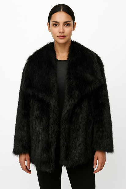 Winter Plush Coat Fashion Thicken Lapel Outwear Casual Long Sleeve Tops Womens Clothing