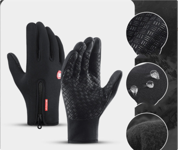 Winter Thermal Gloves Touch Screen Riding Motorcycle Sliding Waterproof Sports Gloves With Fleece